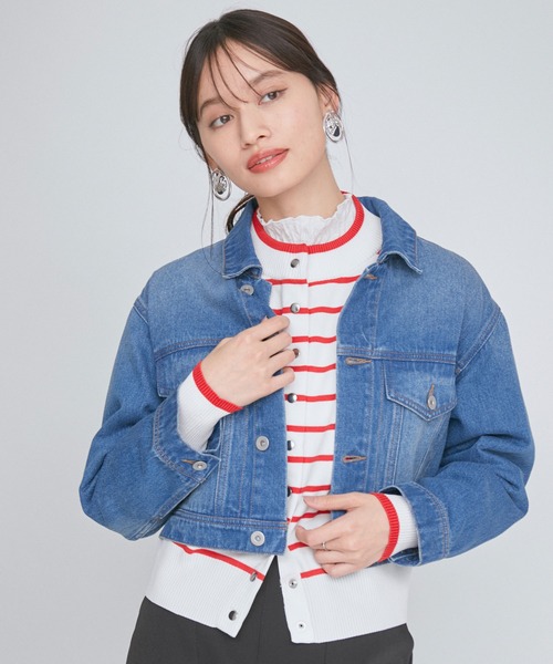 VIS(ビス)の「【洗える】クロップドデニムジャケット(デニムジャケット・レディース・ブルー/ホワイト系その他・FREE)」の3枚目の写真