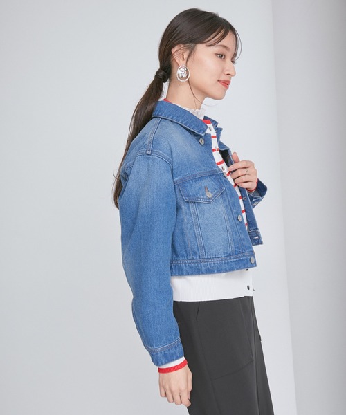 VIS(ビス)の「【洗える】クロップドデニムジャケット(デニムジャケット・レディース・ブルー/ホワイト系その他・FREE)」の6枚目の写真
