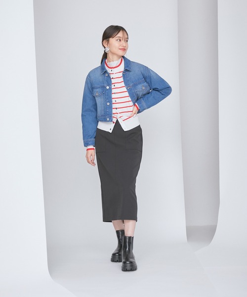 VIS(ビス)の「【洗える】クロップドデニムジャケット(デニムジャケット・レディース・ブルー/ホワイト系その他・FREE)」の7枚目の写真