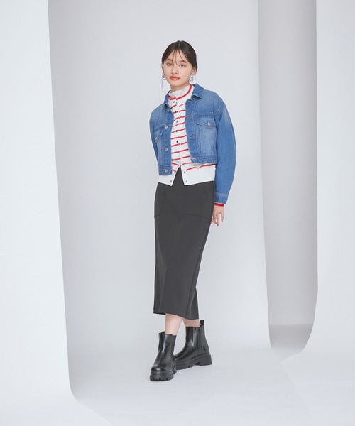 VIS(ビス)の「【洗える】クロップドデニムジャケット(デニムジャケット・レディース・ブルー/ホワイト系その他・FREE)」の8枚目の写真