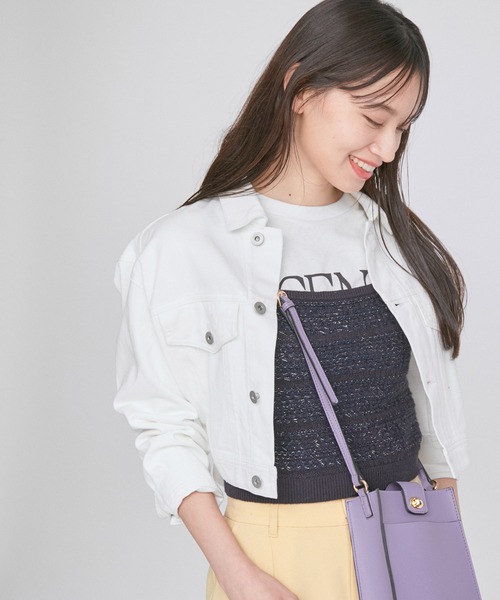 VIS(ビス)の「【洗える】クロップドデニムジャケット(デニムジャケット・レディース・ブルー/ホワイト系その他・FREE)」の9枚目の写真