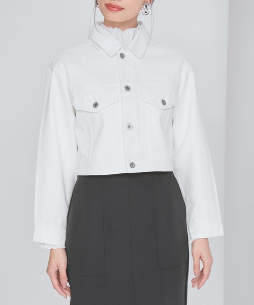 VIS(ビス)の「【洗える】クロップドデニムジャケット(デニムジャケット・レディース・ブルー/ホワイト系その他・FREE)」の13枚目の写真