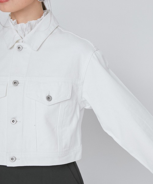 VIS(ビス)の「【洗える】クロップドデニムジャケット(デニムジャケット・レディース・ブルー/ホワイト系その他・FREE)」の17枚目の写真