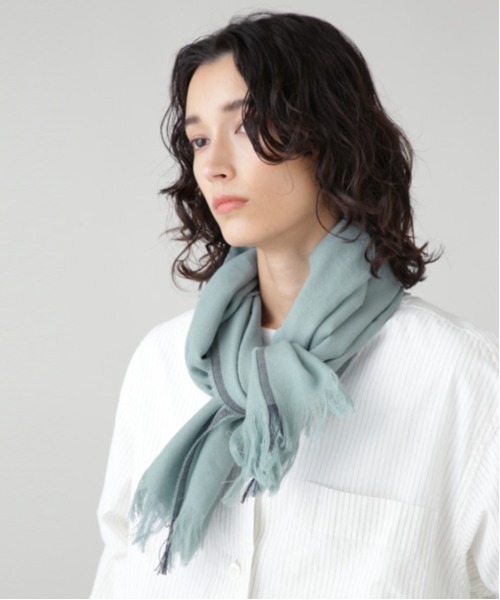 マーガレットハウエル　 カシミア＆ウール　マフラー　ストール　ターコイズブルー マーガレットハウエル カシミア＆ウール マフラー ストール