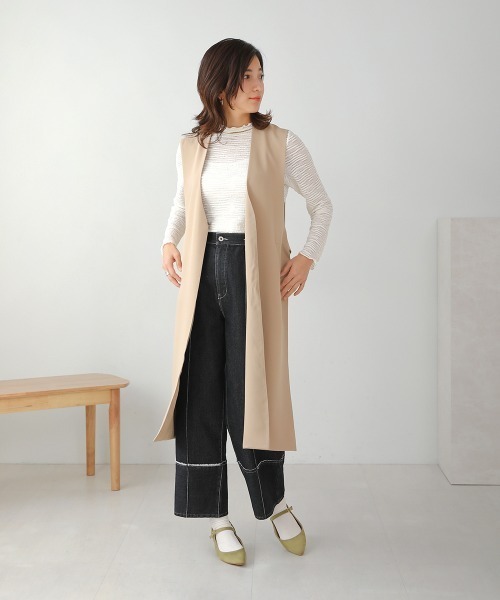 Bou Jeloud(ブージュルード)の「ボトルネックシアーインナー(Tシャツ/カットソー・レディース・ホワイト/ブラック・FREE)」の4枚目の写真