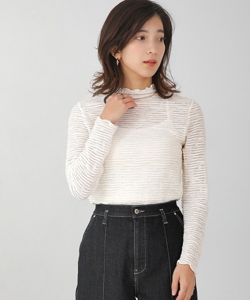 Bou Jeloud(ブージュルード)の「ボトルネックシアーインナー(Tシャツ/カットソー・レディース・ホワイト/ブラック・FREE)」の6枚目の写真