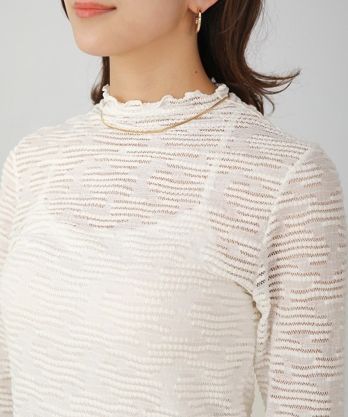 Bou Jeloud(ブージュルード)の「ボトルネックシアーインナー(Tシャツ/カットソー・レディース・ホワイト/ブラック・FREE)」の12枚目の写真