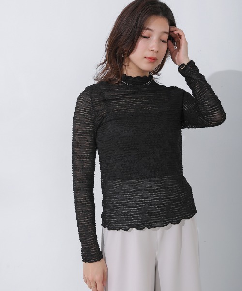 Bou Jeloud(ブージュルード)の「ボトルネックシアーインナー(Tシャツ/カットソー・レディース・ホワイト/ブラック・FREE)」の15枚目の写真