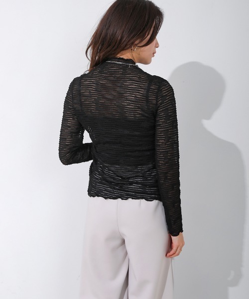 Bou Jeloud(ブージュルード)の「ボトルネックシアーインナー(Tシャツ/カットソー・レディース・ホワイト/ブラック・FREE)」の19枚目の写真