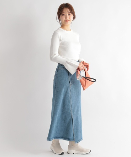 Andemiu（アンデミュウ）の「リブソデフレアニット187263（ニット/セーター・レディース・ブラック/オフホワイト/ピンク/グリーン・FREE）」の16枚目の写真