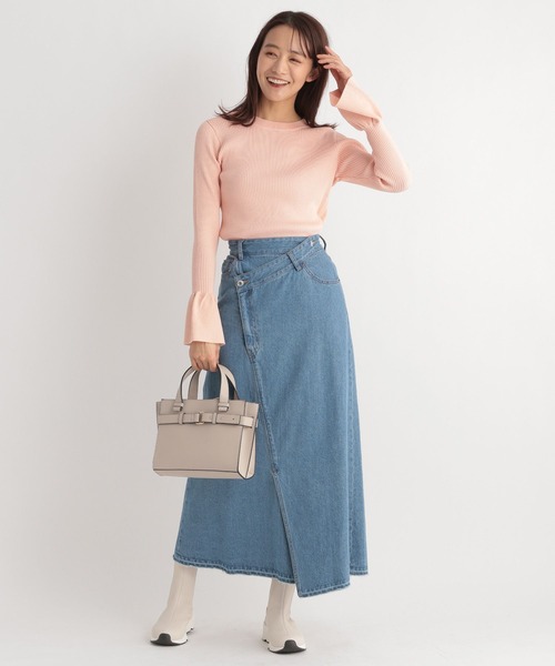 Andemiu（アンデミュウ）の「リブソデフレアニット187263（ニット/セーター・レディース・ブラック/オフホワイト/ピンク/グリーン・FREE）」の9枚目の写真