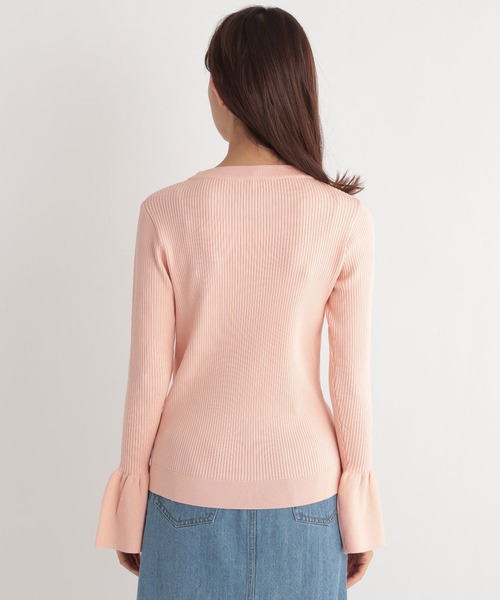 Andemiu（アンデミュウ）の「リブソデフレアニット187263（ニット/セーター・レディース・ブラック/オフホワイト/ピンク/グリーン・FREE）」の5枚目の写真