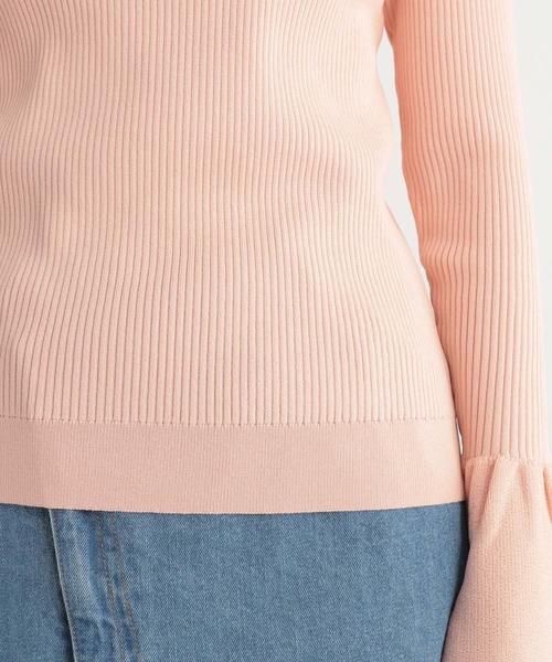 Andemiu（アンデミュウ）の「リブソデフレアニット187263（ニット/セーター・レディース・ブラック/オフホワイト/ピンク/グリーン・FREE）」の8枚目の写真