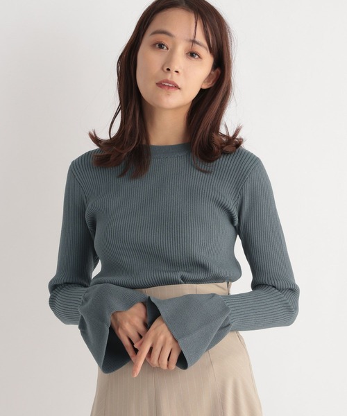 Andemiu（アンデミュウ）の「リブソデフレアニット187263（ニット/セーター・レディース・ブラック/オフホワイト/ピンク/グリーン・FREE）」の21枚目の写真