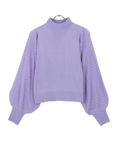 KOBE LETTUCE（コウベレタス）の「シアーチェックスリーブニットトップス（ニット/セーター・レディース・イエロー系/ブラック/パープル系・FREE）」の3枚目の写真