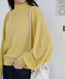 KOBE LETTUCE | シアーチェックスリーブニットトップス(ニット/セーター)