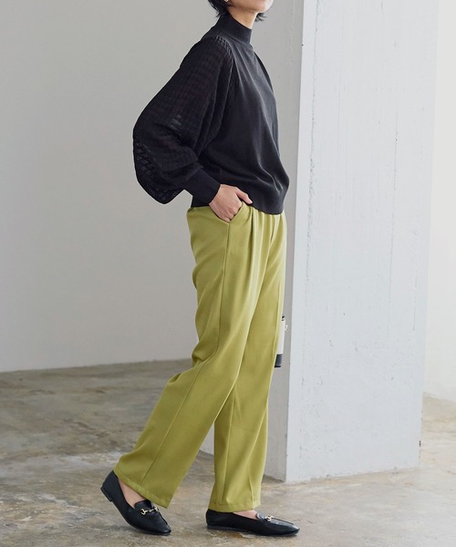 KOBE LETTUCE（コウベレタス）の「シアーチェックスリーブニットトップス（ニット/セーター・レディース・イエロー系/ブラック/パープル系・FREE）」の9枚目の写真