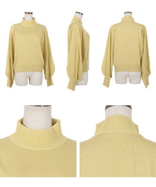 KOBE LETTUCE（コウベレタス）の「シアーチェックスリーブニットトップス（ニット/セーター・レディース・イエロー系/ブラック/パープル系・FREE）」の6枚目の写真