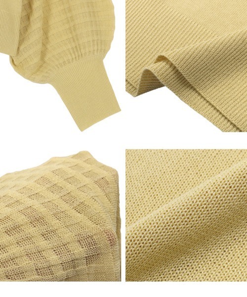 KOBE LETTUCE（コウベレタス）の「シアーチェックスリーブニットトップス（ニット/セーター・レディース・イエロー系/ブラック/パープル系・FREE）」の5枚目の写真
