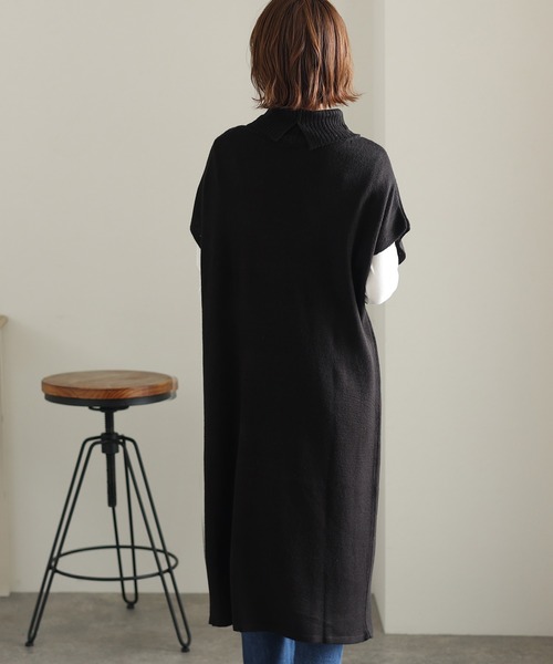 ElegChic（エレグシック）の「ハイネック ロング ベスト（ベスト・レディース・ブラック/ライトグレー/モカ・L/3L/5L）」の6枚目の写真