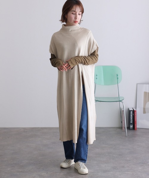 ElegChic（エレグシック）の「ハイネック ロング ベスト（ベスト・レディース・ブラック/ライトグレー/モカ・L/3L/5L）」の20枚目の写真