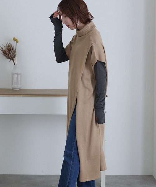 ElegChic（エレグシック）の「ハイネック ロング ベスト（ベスト・レディース・ブラック/ライトグレー/モカ・L/3L/5L）」の16枚目の写真