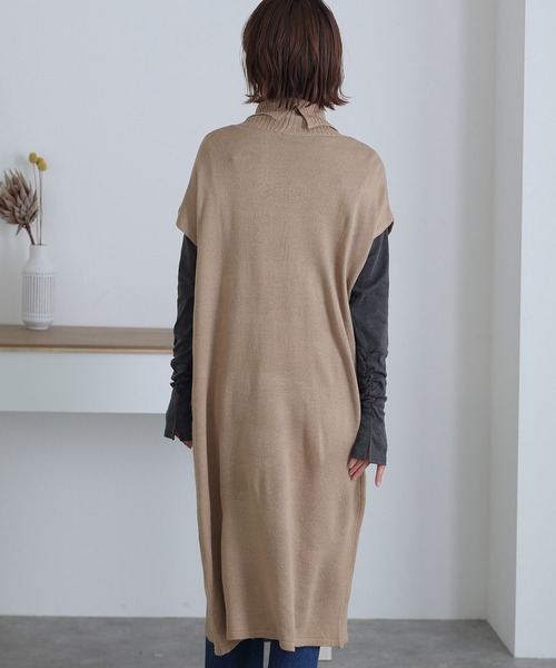 ElegChic（エレグシック）の「ハイネック ロング ベスト（ベスト・レディース・ブラック/ライトグレー/モカ・L/3L/5L）」の7枚目の写真