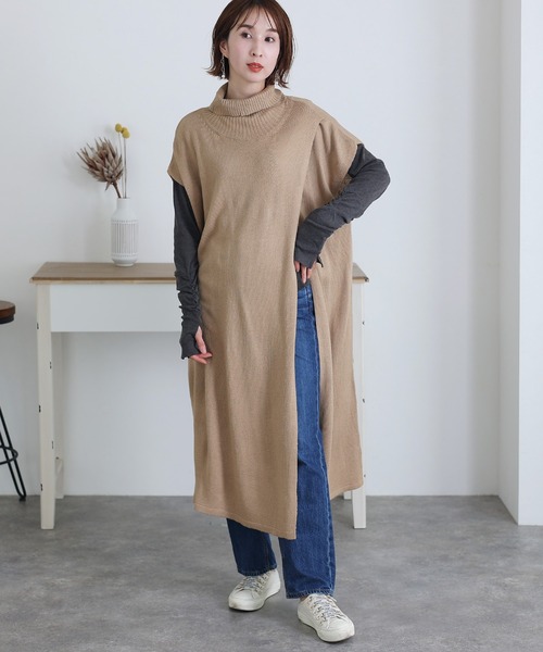 ElegChic（エレグシック）の「ハイネック ロング ベスト（ベスト・レディース・ブラック/ライトグレー/モカ・L/3L/5L）」の17枚目の写真