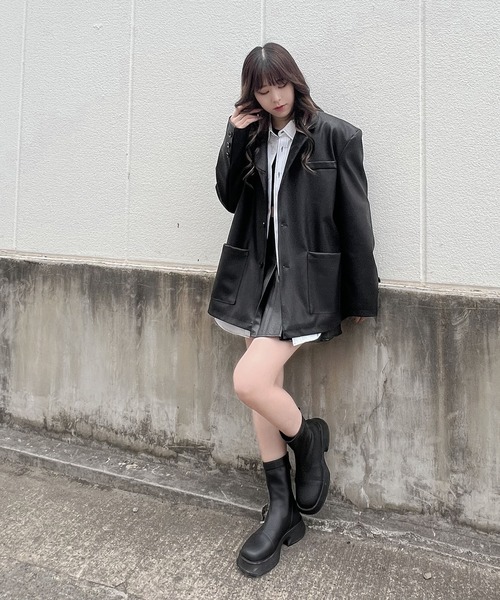 Figments（フィグメンツ）の「合皮テーラードジャケット（テーラード