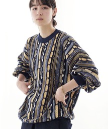 Air Tokyo | オーバーサイズ 3D レトロ ジャガード クルーネック ニット セーター <セレクトアイテム>(ニット/セーター)