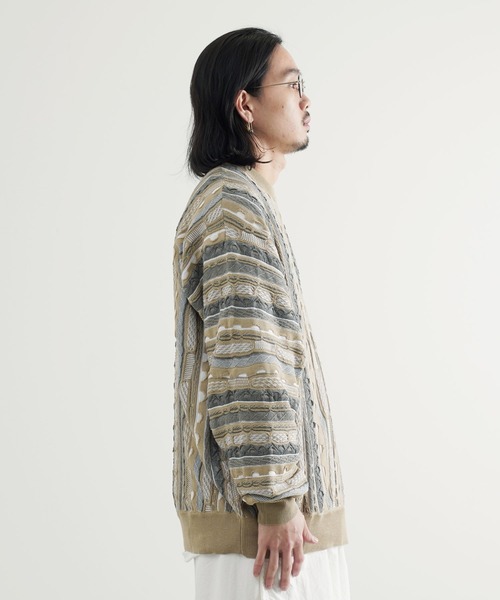 Air Tokyo(エアートウキョー)の「オーバーサイズ 3D レトロ ジャガード クルーネック ニット セーター <セレクトアイテム>(ニット/セーター・メンズ・グリーン/ベージュ/ネイビー・LARGE/X-LARGE)」の16枚目の写真