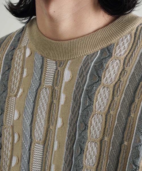 Air Tokyo(エアートウキョー)の「オーバーサイズ 3D レトロ ジャガード クルーネック ニット セーター <セレクトアイテム>(ニット/セーター・メンズ・グリーン/ベージュ/ネイビー・LARGE/X-LARGE)」の18枚目の写真