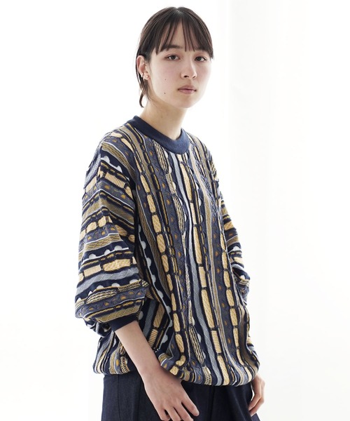 Air Tokyo(エアートウキョー)の「オーバーサイズ 3D レトロ ジャガード クルーネック ニット セーター <セレクトアイテム>(ニット/セーター・メンズ・グリーン/ベージュ/ネイビー・LARGE/X-LARGE)」の21枚目の写真