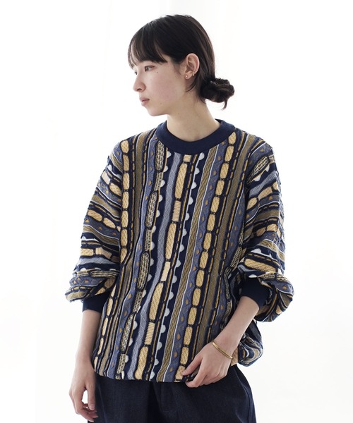 Air Tokyo(エアートウキョー)の「オーバーサイズ 3D レトロ ジャガード クルーネック ニット セーター <セレクトアイテム>(ニット/セーター・メンズ・グリーン/ベージュ/ネイビー・LARGE/X-LARGE)」の20枚目の写真