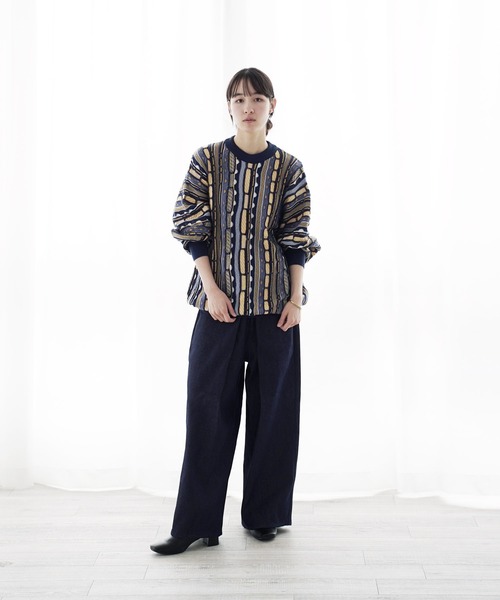 Air Tokyo(エアートウキョー)の「オーバーサイズ 3D レトロ ジャガード クルーネック ニット セーター <セレクトアイテム>(ニット/セーター・メンズ・グリーン/ベージュ/ネイビー・LARGE/X-LARGE)」の5枚目の写真