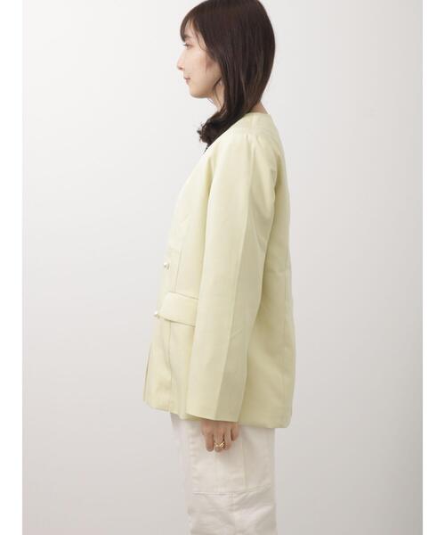 希少　チノ　定価3.4万　リネン ジャケット ノーカラー　パールボタン　別注 CINOH(チノ)の【HPS別注】 パールボタン ノーカラージャケット通販