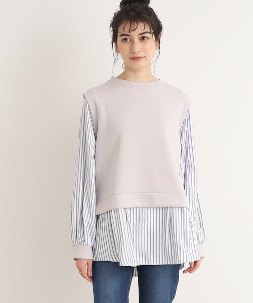 SHOO・LA・RUE（シューラルー）の「◆コーデに迷わない！レイヤード風異素材使いトップス（Tシャツ/カットソー・レディース・ピンク系その他/ベージュ系その他6/ブラック系1・00）」の15枚目の写真