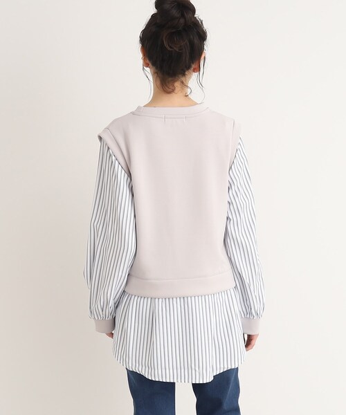 SHOO・LA・RUE（シューラルー）の「◆コーデに迷わない！レイヤード風異素材使いトップス（Tシャツ/カットソー・レディース・ピンク系その他/ベージュ系その他6/ブラック系1・00）」の8枚目の写真