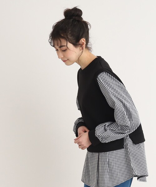 SHOO・LA・RUE（シューラルー）の「◆コーデに迷わない！レイヤード風異素材使いトップス（Tシャツ/カットソー・レディース・ピンク系その他/ベージュ系その他6/ブラック系1・00）」の16枚目の写真