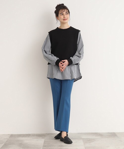 SHOO・LA・RUE（シューラルー）の「◆コーデに迷わない！レイヤード風異素材使いトップス（Tシャツ/カットソー・レディース・ピンク系その他/ベージュ系その他6/ブラック系1・00）」の9枚目の写真