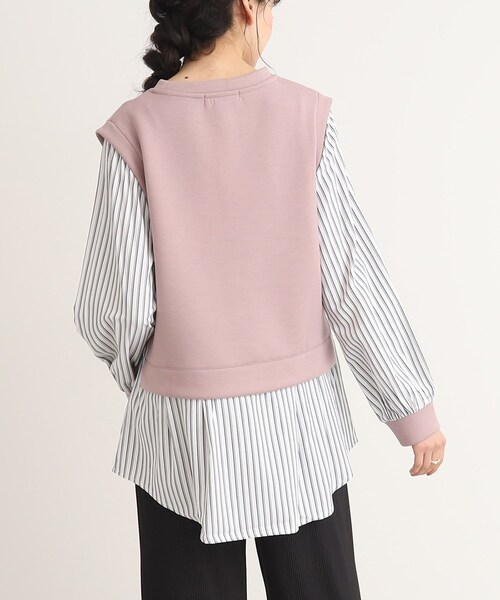 SHOO・LA・RUE（シューラルー）の「◆コーデに迷わない！レイヤード風異素材使いトップス（Tシャツ/カットソー・レディース・ピンク系その他/ベージュ系その他6/ブラック系1・00）」の17枚目の写真