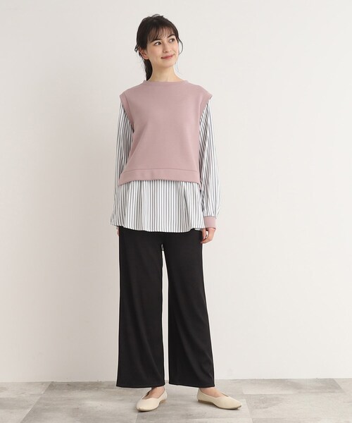 SHOO・LA・RUE（シューラルー）の「◆コーデに迷わない！レイヤード風異素材使いトップス（Tシャツ/カットソー・レディース・ピンク系その他/ベージュ系その他6/ブラック系1・00）」の21枚目の写真