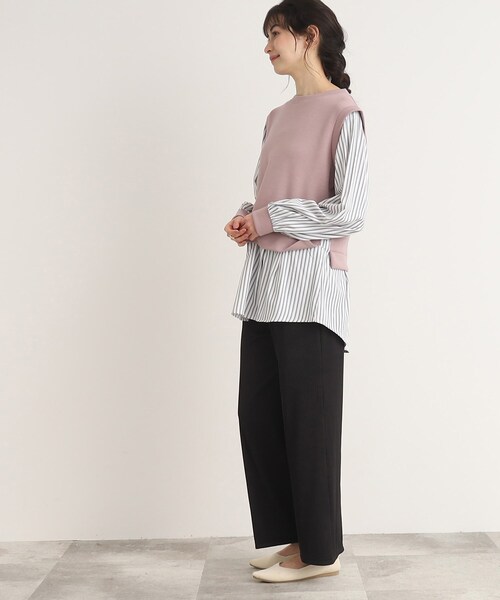 SHOO・LA・RUE（シューラルー）の「◆コーデに迷わない！レイヤード風異素材使いトップス（Tシャツ/カットソー・レディース・ピンク系その他/ベージュ系その他6/ブラック系1・00）」の10枚目の写真