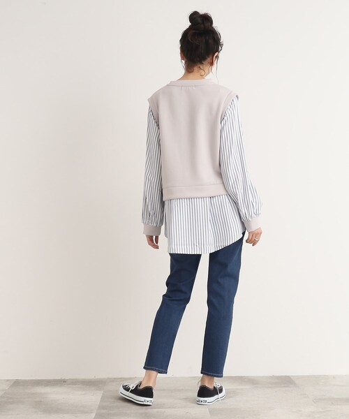 SHOO・LA・RUE（シューラルー）の「◆コーデに迷わない！レイヤード風異素材使いトップス（Tシャツ/カットソー・レディース・ピンク系その他/ベージュ系その他6/ブラック系1・00）」の11枚目の写真