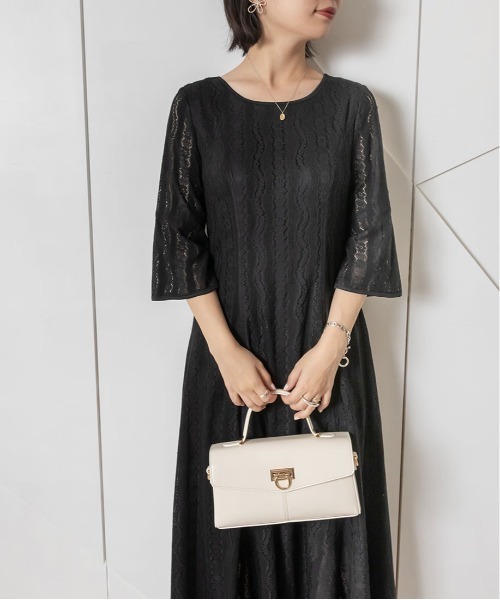 RANDA（ランダ）の「フレアスリーブレースワンピース（ドレス・レディース・ブラック/ホワイト・0/1）」の6枚目の写真