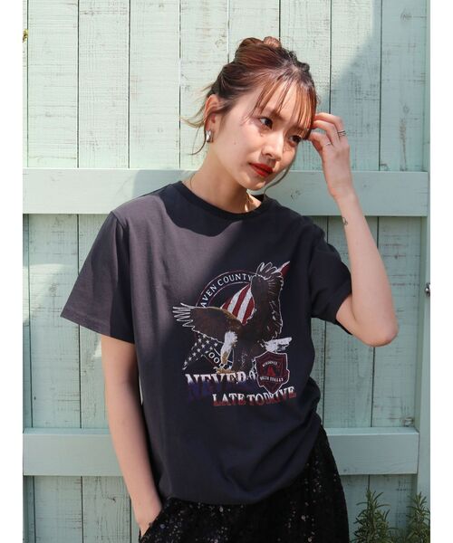Ungrid（アングリッド）の「イーグルプリントTee（Tシャツ/カットソー・レディース・チャコールグレー/オフホワイト・FREE）」の3枚目の写真