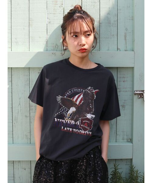 Ungrid（アングリッド）の「イーグルプリントTee（Tシャツ/カットソー・レディース・チャコールグレー/オフホワイト・FREE）」の9枚目の写真