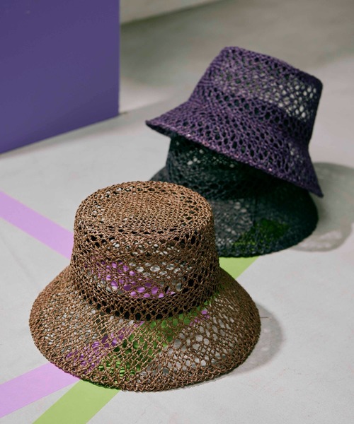 CONTROL FREAK（コントロールフリーク）の「CONTROL FREAK(コントロールフリーク)透かし編みバケットハット（ハット・レディース・ブラック/ブラウン/ナチュラル/パープル・FREE）」の4枚目の写真