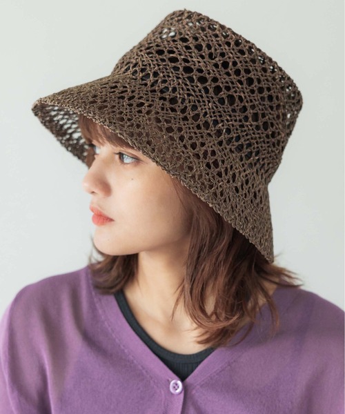 CONTROL FREAK（コントロールフリーク）の「CONTROL FREAK(コントロールフリーク)透かし編みバケットハット（ハット・レディース・ブラック/ブラウン/ナチュラル/パープル・FREE）」の6枚目の写真