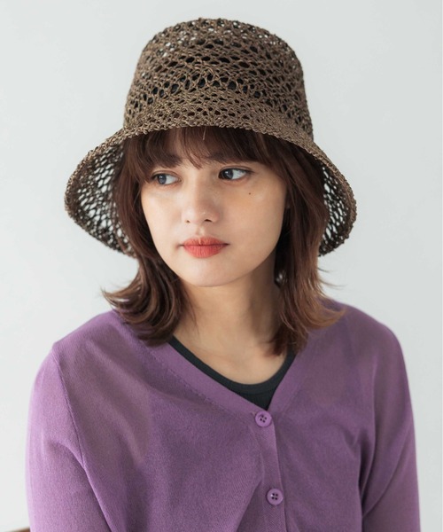 CONTROL FREAK（コントロールフリーク）の「CONTROL FREAK(コントロールフリーク)透かし編みバケットハット（ハット・レディース・ブラック/ブラウン/ナチュラル/パープル・FREE）」の18枚目の写真
